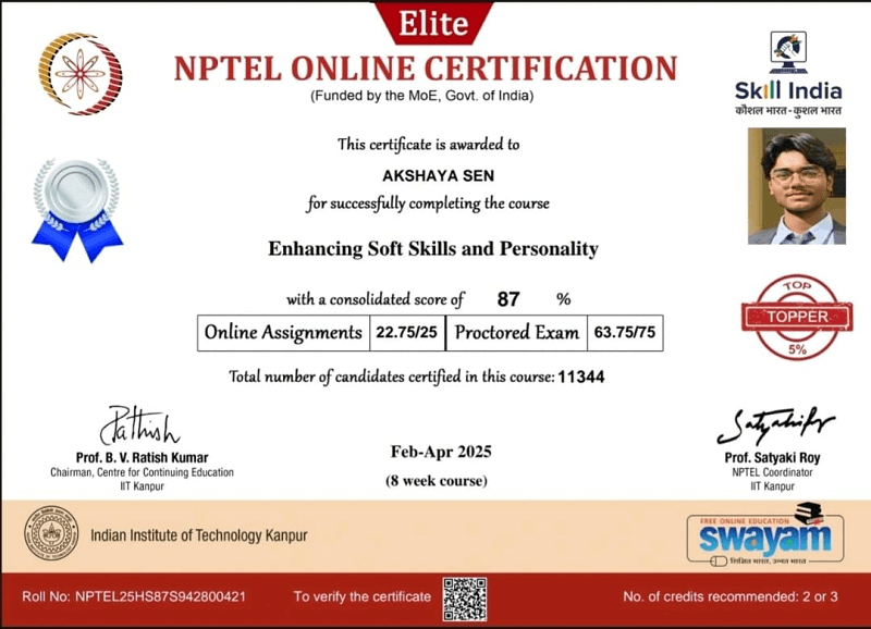 nptel certification akshaya sen 1