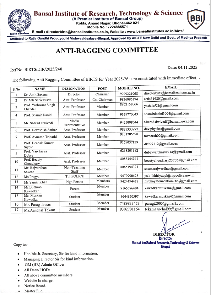 anti ragging committee